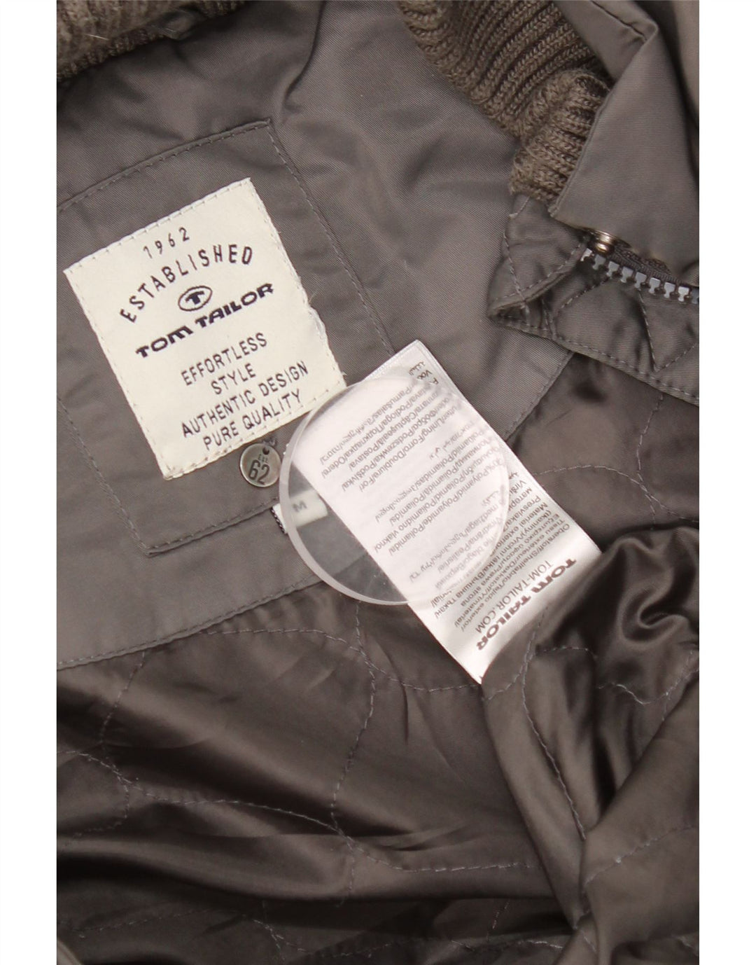 Casaco acolchoado com capuz feminino Tom Tailor UK 14 poliamida cinza médio