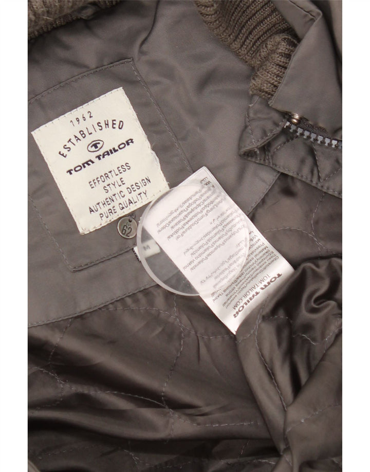 Casaco acolchoado com capuz feminino Tom Tailor UK 14 poliamida cinza médio