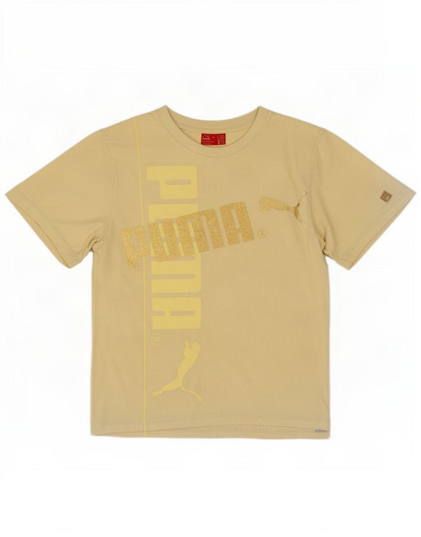 Camiseta feminina Puma Graphic UK 14 algodão amarelo médio