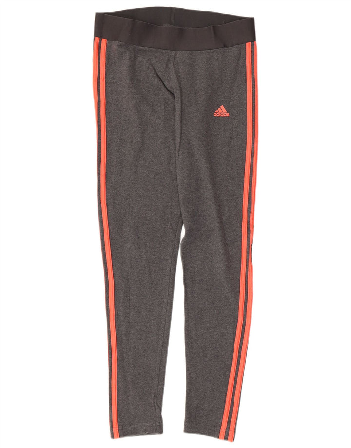 ADIDAS Womens Leggings UK 12/14 Médio Cinza Algodão