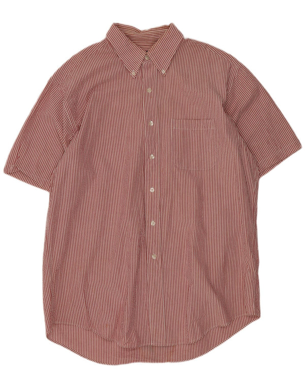 Camisa masculina de manga curta Brooks Brothers grande algodão listrado vermelho