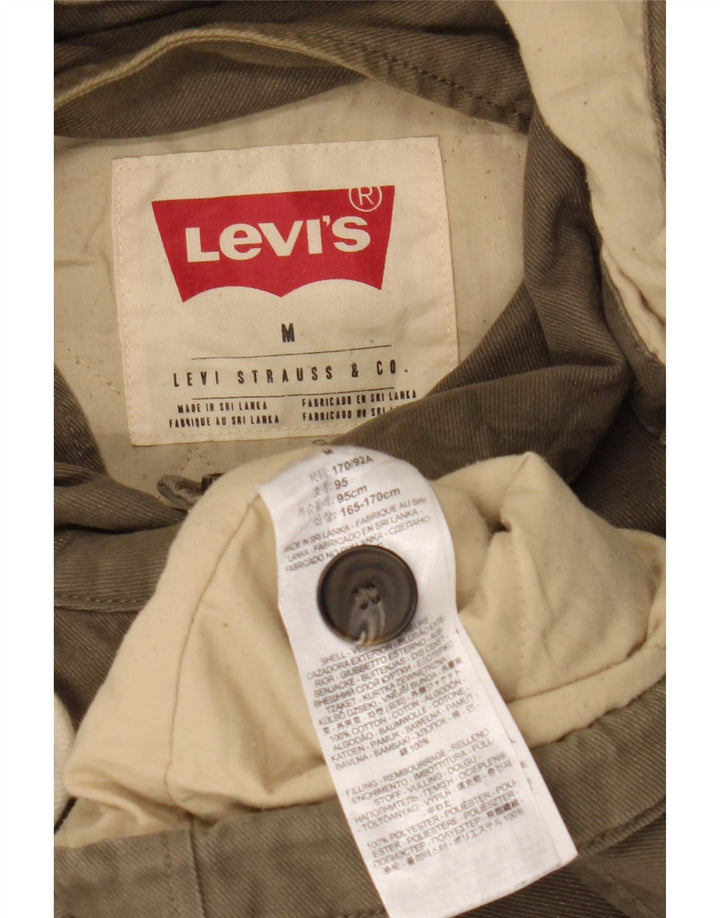 Jaqueta militar masculina com capuz Levi's UK 38 algodão cáqui médio