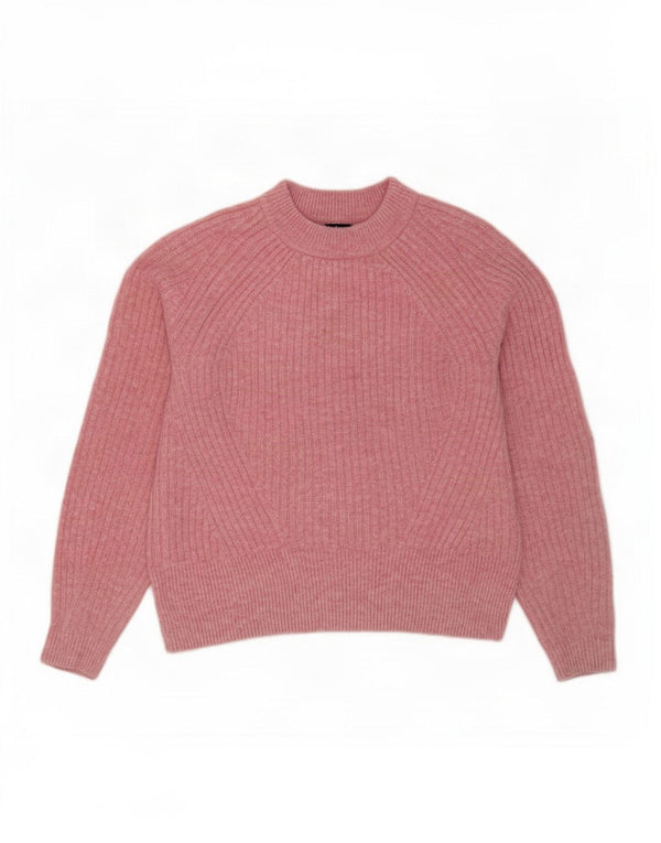Suéter feminino Marks & Spencer com gola redonda grande, Reino Unido 10 pequeno rosa