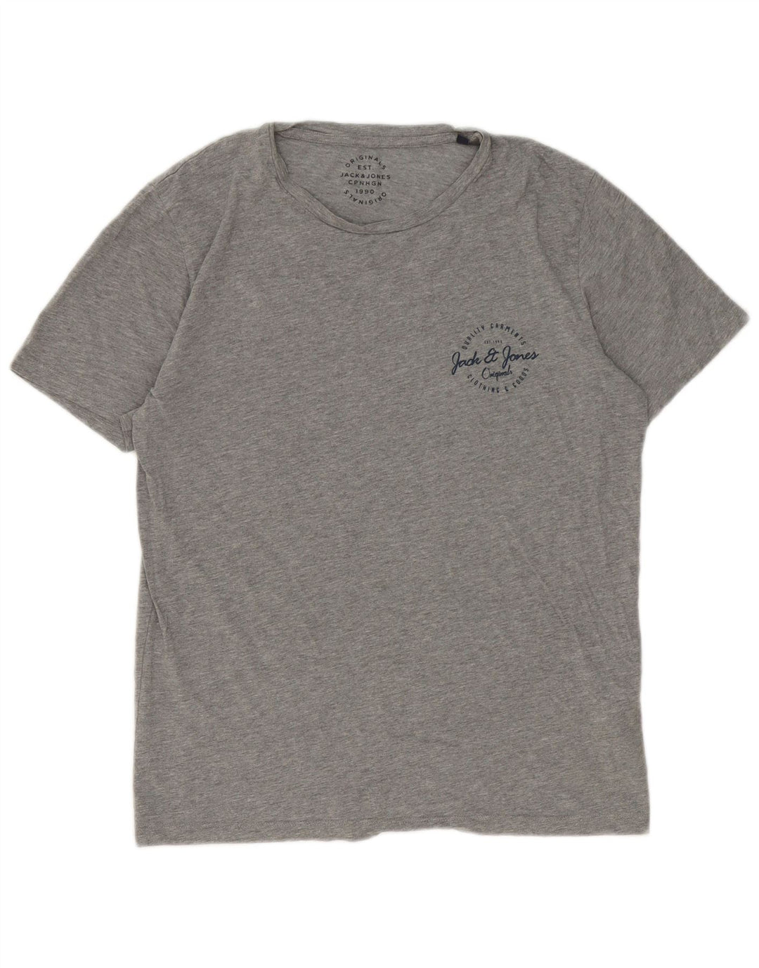 Camiseta masculina Jack & Jones grande algodão manchado cinza