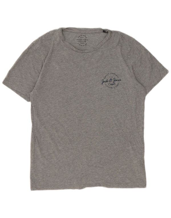 Camiseta masculina Jack & Jones grande algodão manchado cinza