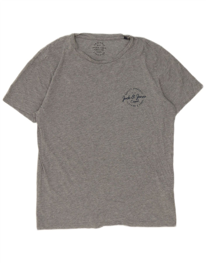Camiseta masculina Jack & Jones grande algodão manchado cinza