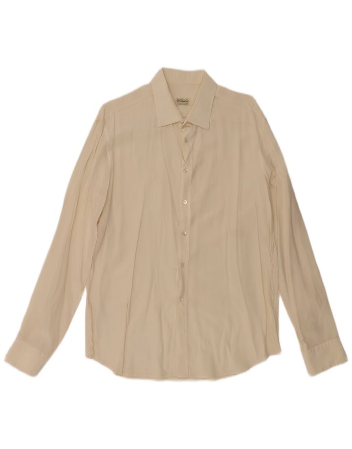 Camisa Epsom Masculina Média Off White Seda