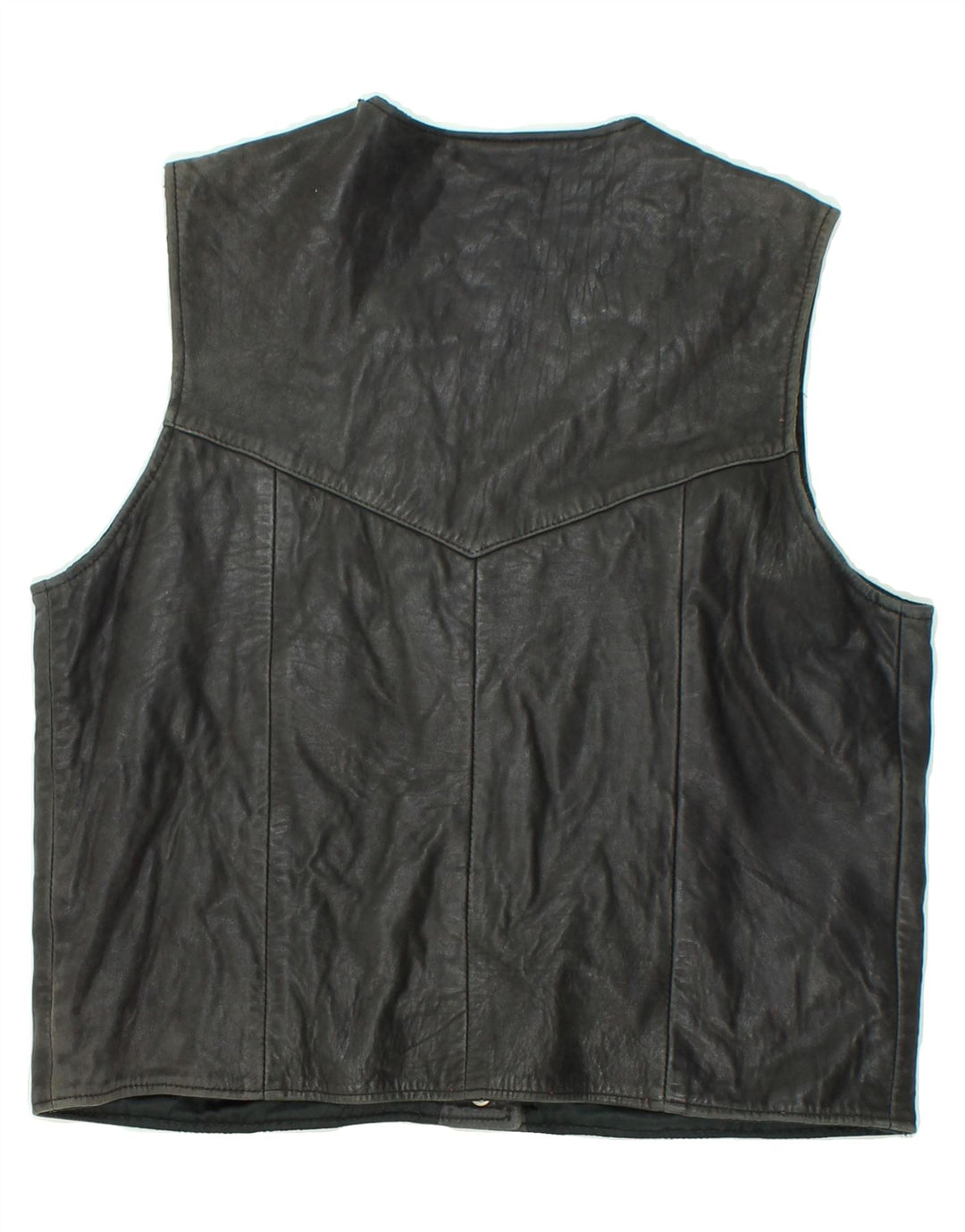 Colete de couro feminino VINTAGE UK 14 grande preto