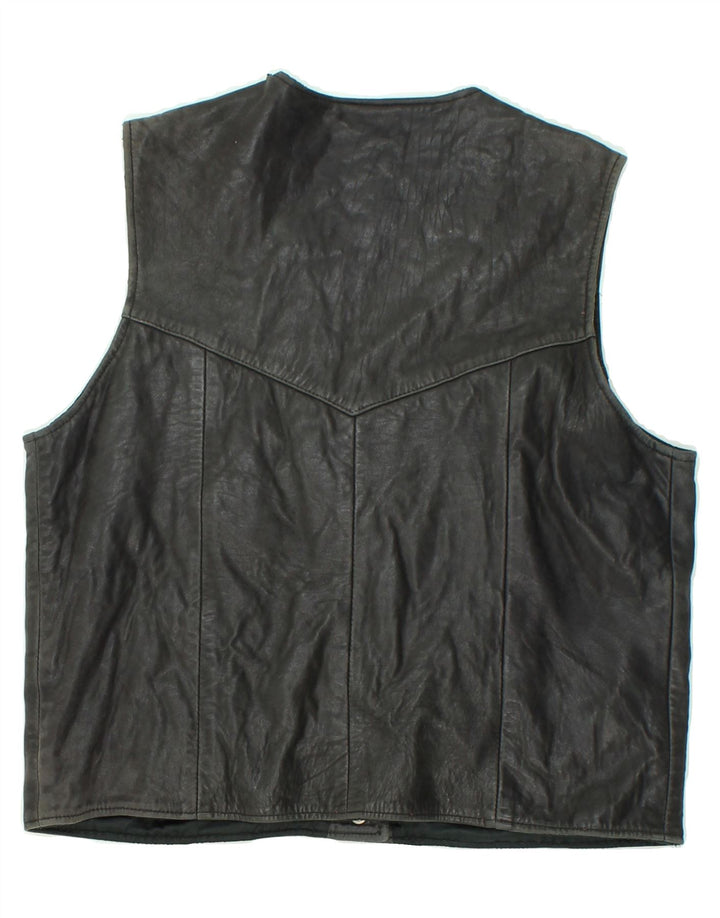 Colete de couro feminino VINTAGE UK 14 grande preto