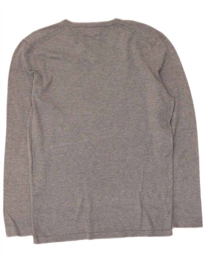 Zara Suéter masculino com decote em V pequeno viscose cinza