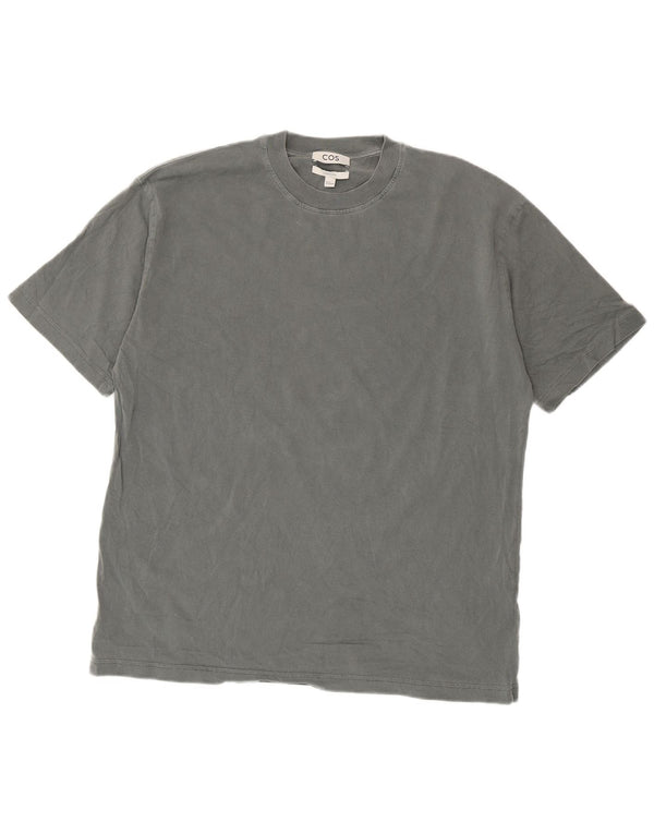 Cos Mens Camiseta Oversized Top Algodão Cinza Médio
