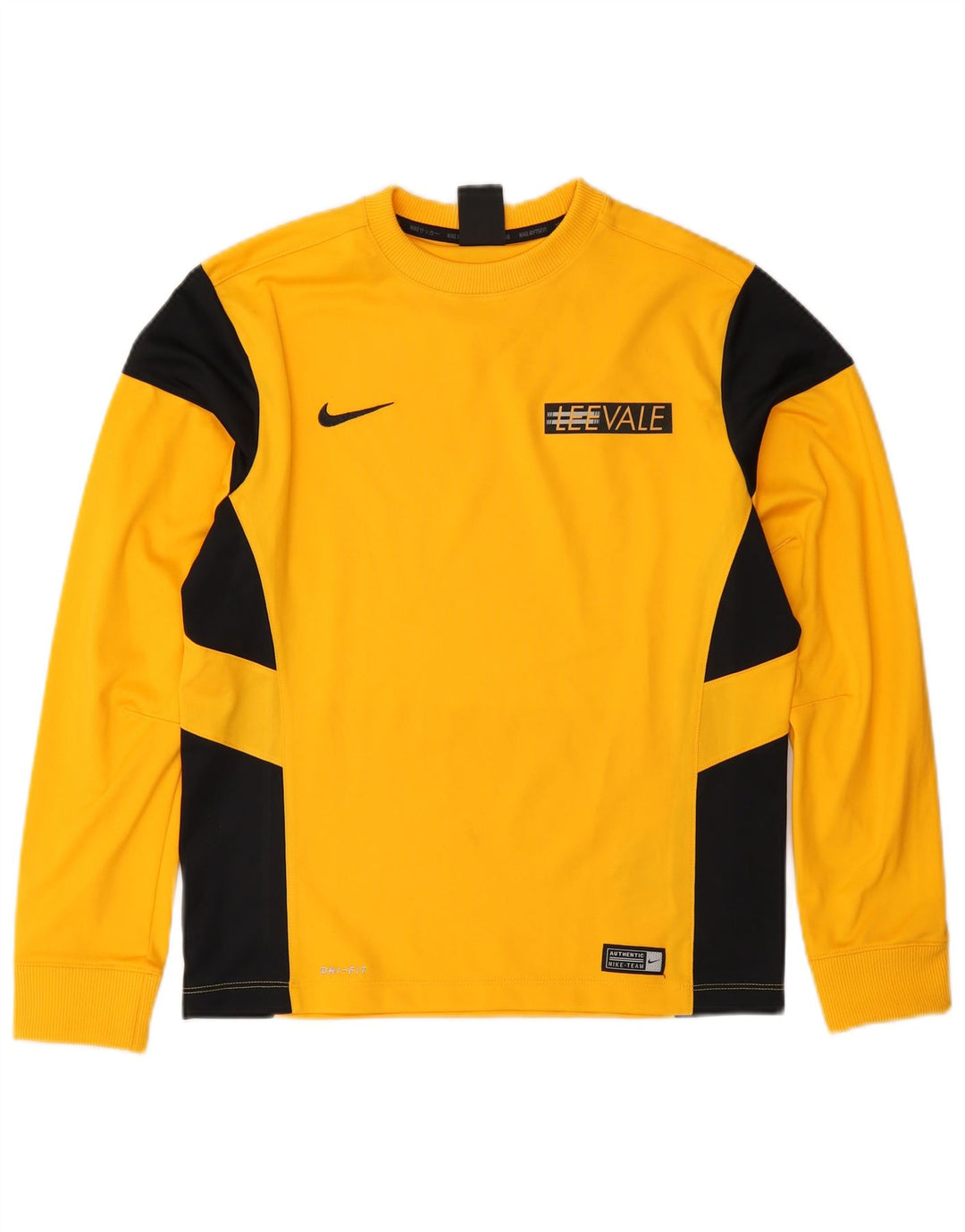 Top Nike Boys Dri Fit manga comprida 12-13 anos grande bloco colorido amarelo