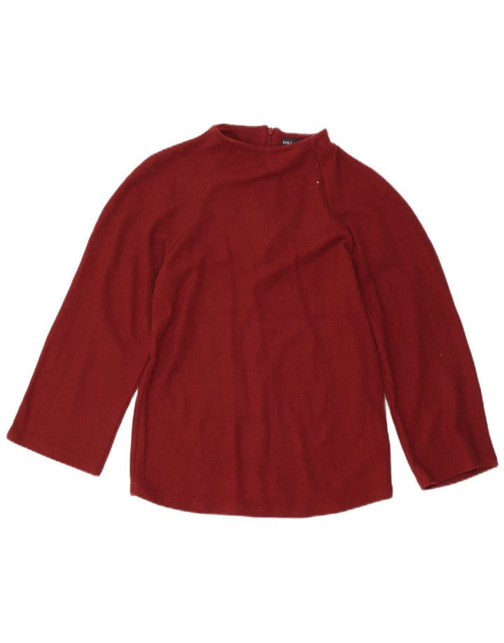 Top feminino Marks & Spencer manga 3/4 Reino Unido 8 pequeno poliéster cor de vinho