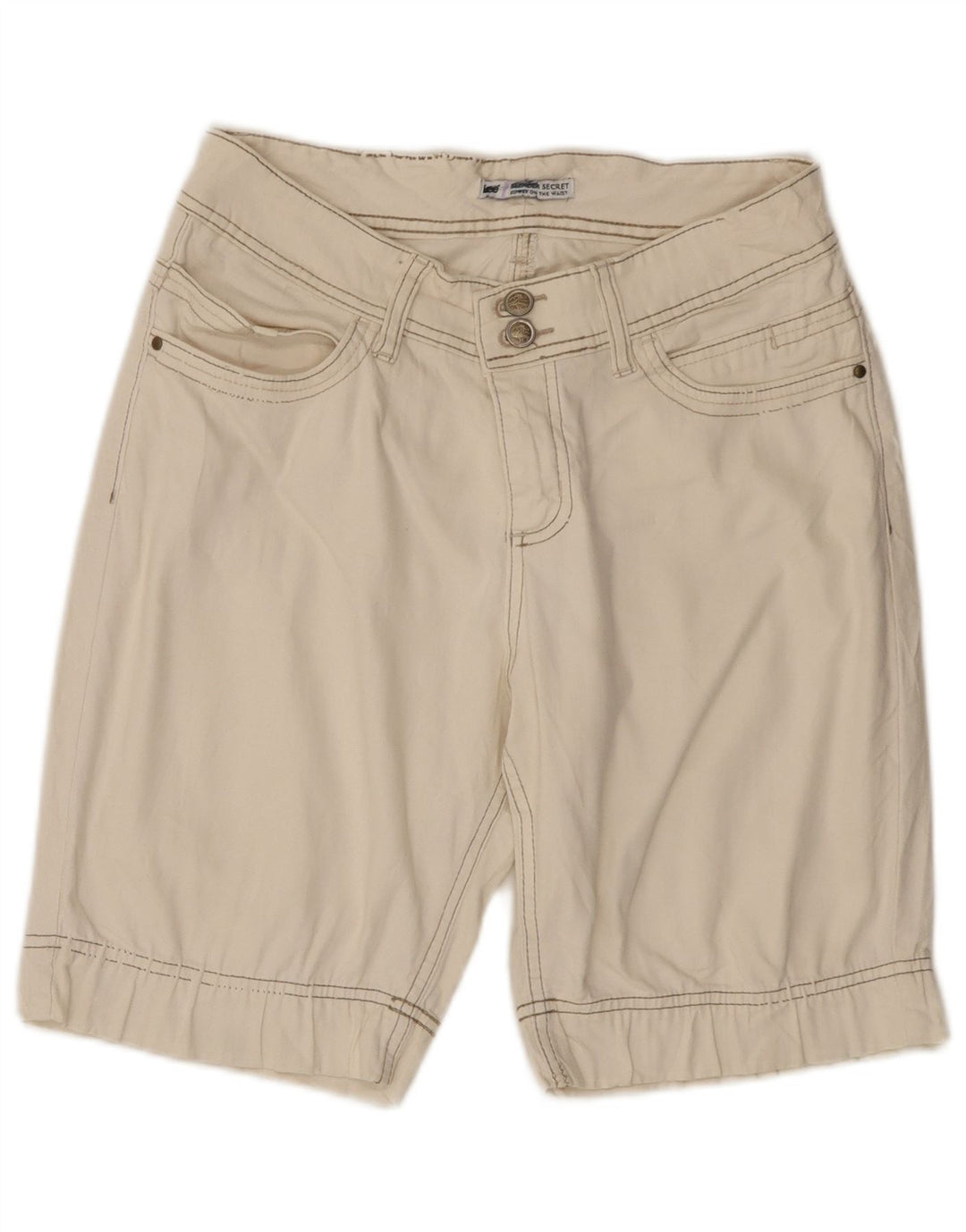 Shorts casuais femininos LEE Slender Secret US 8 médio W28 algodão branco