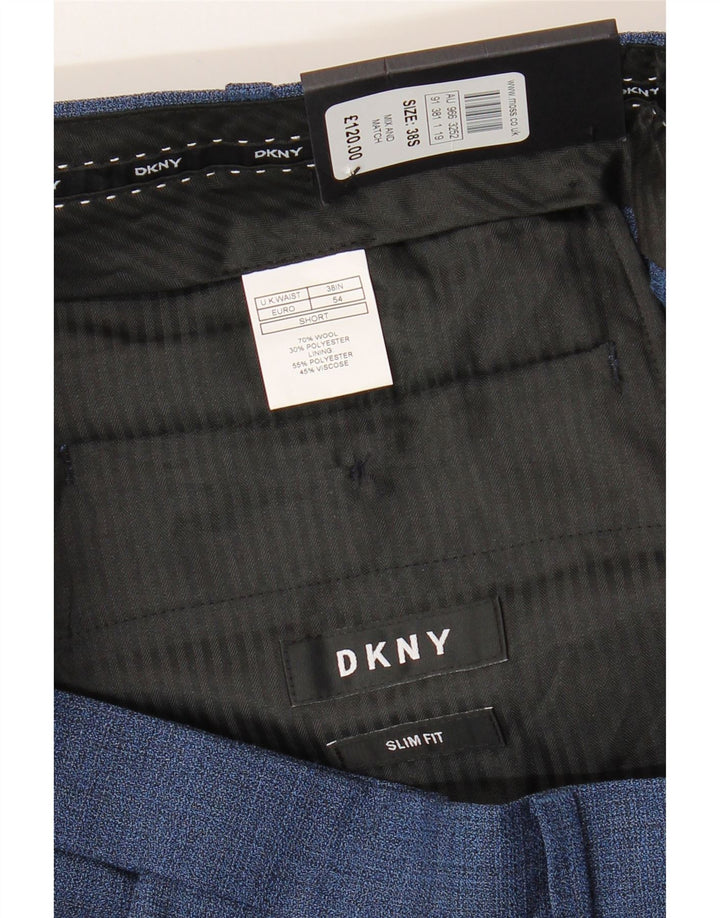 Calça masculina DKNY Slim Fit W38 L29 Lã Azul