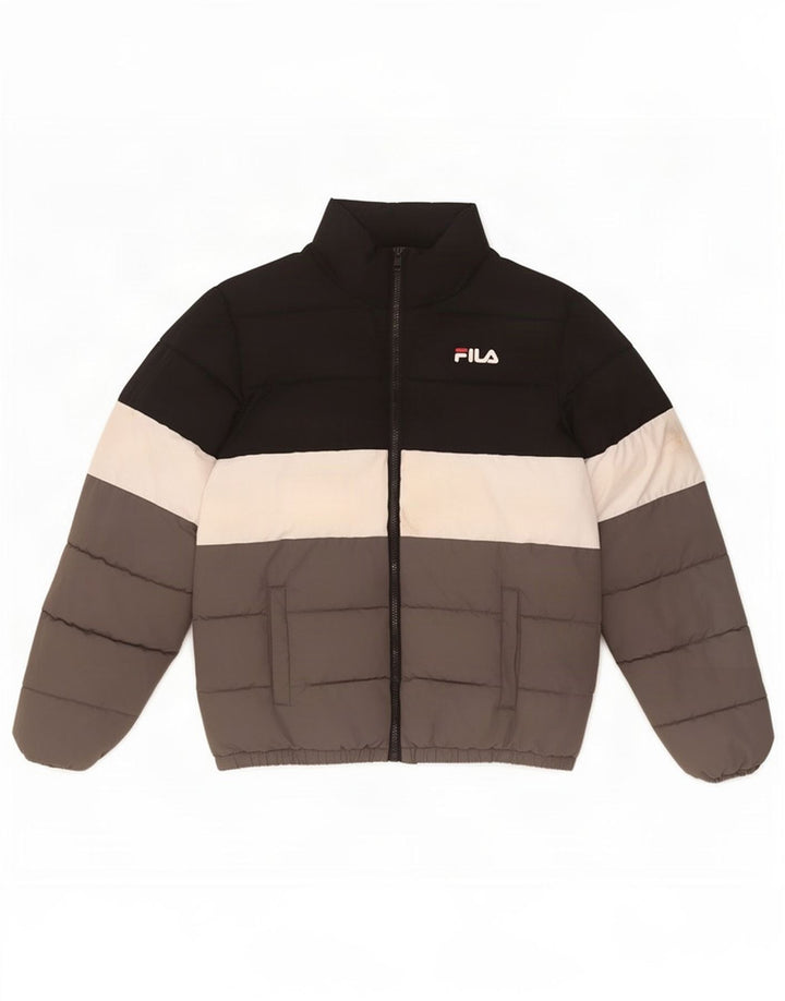 Jaqueta Fila Boys Graphic Acolchoada 12-13 Anos Preto Colourblock Poliéster