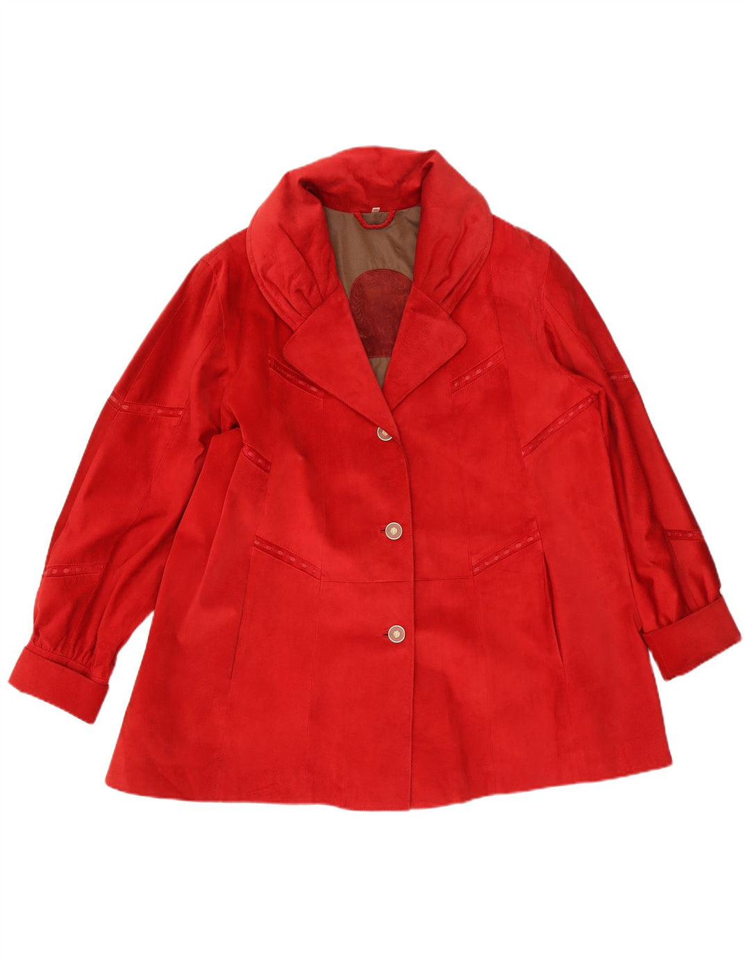 Sobretudo feminino de camurça oversized AMGE EU 42 grande couro vermelho