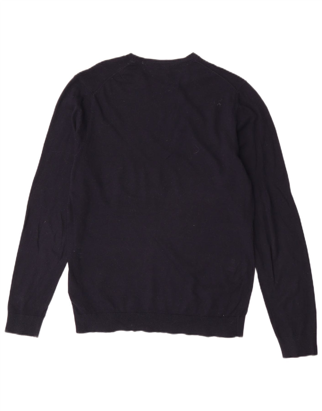 Suéter masculino Massimo Dutti com gola redonda, algodão azul marinho médio