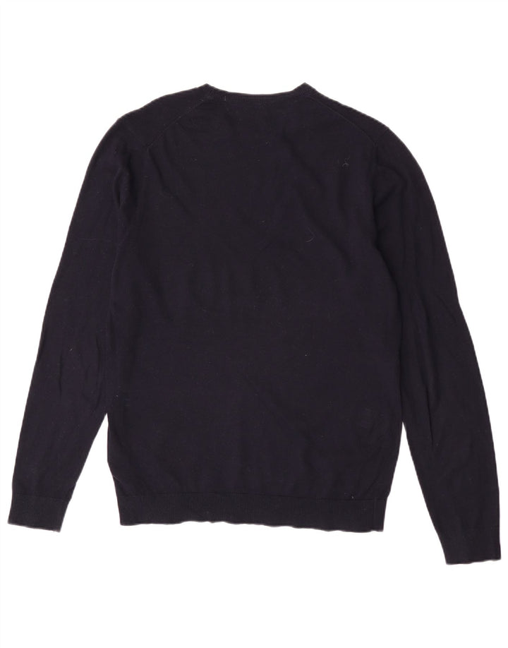 Suéter masculino Massimo Dutti com gola redonda, algodão azul marinho médio