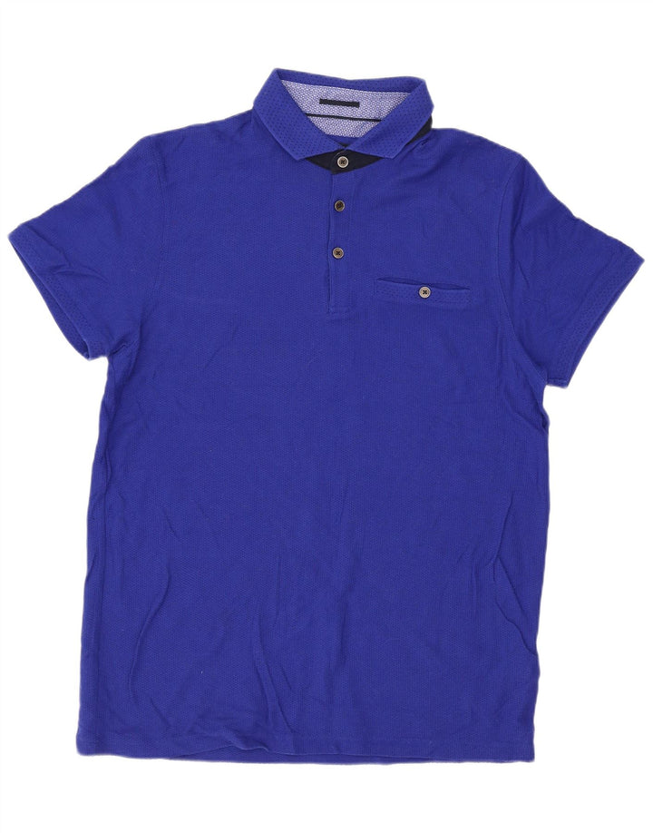 Camisa polo masculina Ted Baker tamanho 4 grande algodão azul