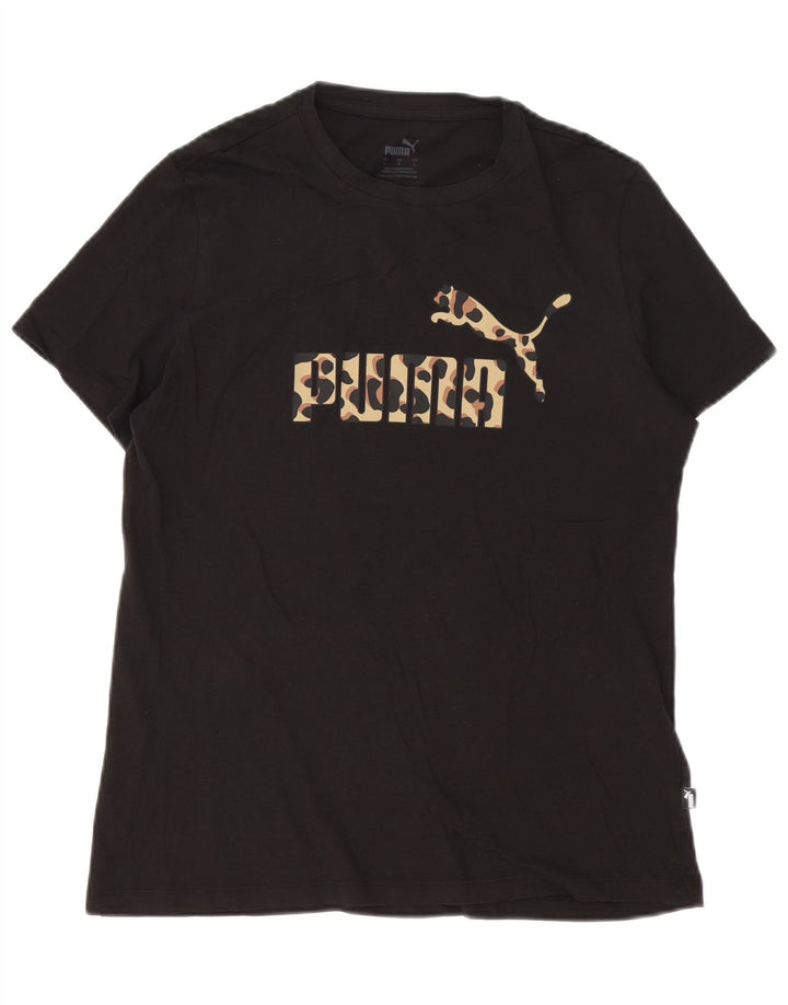 Puma Mens Graphic T-Shirt Top Grande Algodão Preto