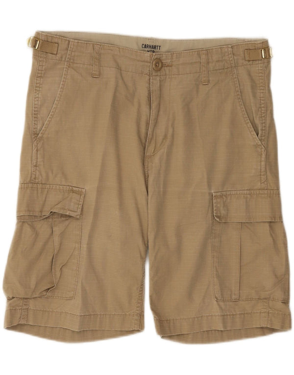 Carhartt Mens Wip Cargo Shorts W30 Algodão Xadrez Bege Médio