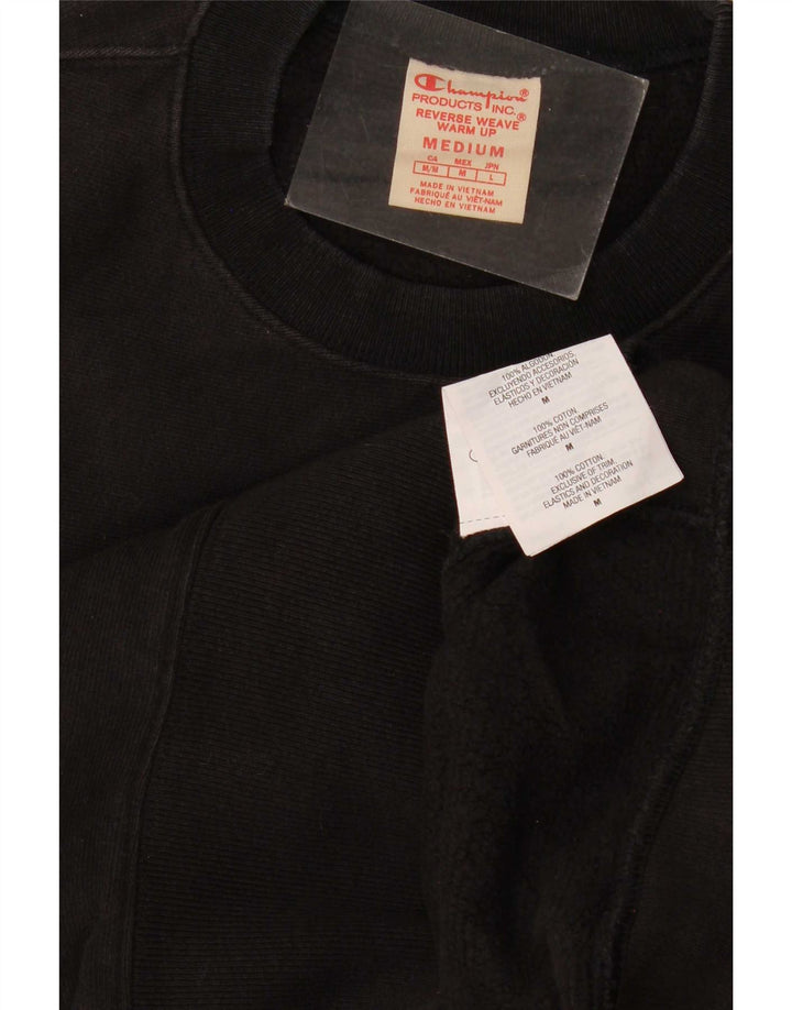 Champion masculino reverso weave moletom jumper médio algodão preto