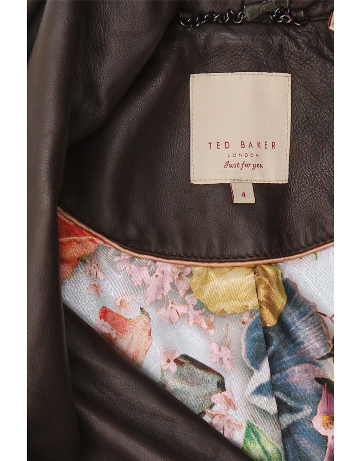 Jaqueta de couro feminina TED BAKER tamanho 4 grande couro marrom
