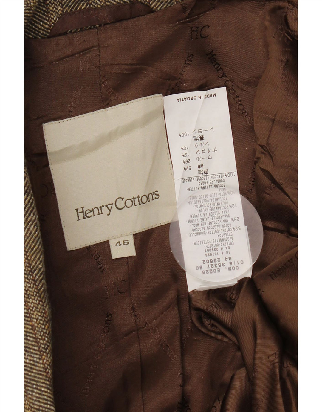Jaqueta blazer feminina de 2 botões Henry s IT 46 grande espinha de peixe marrom