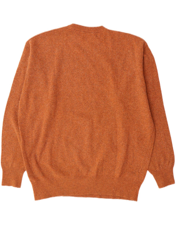 Lacoste Mens Crew Neck Jumper Sweater Size 6 XL Brown Lambswool