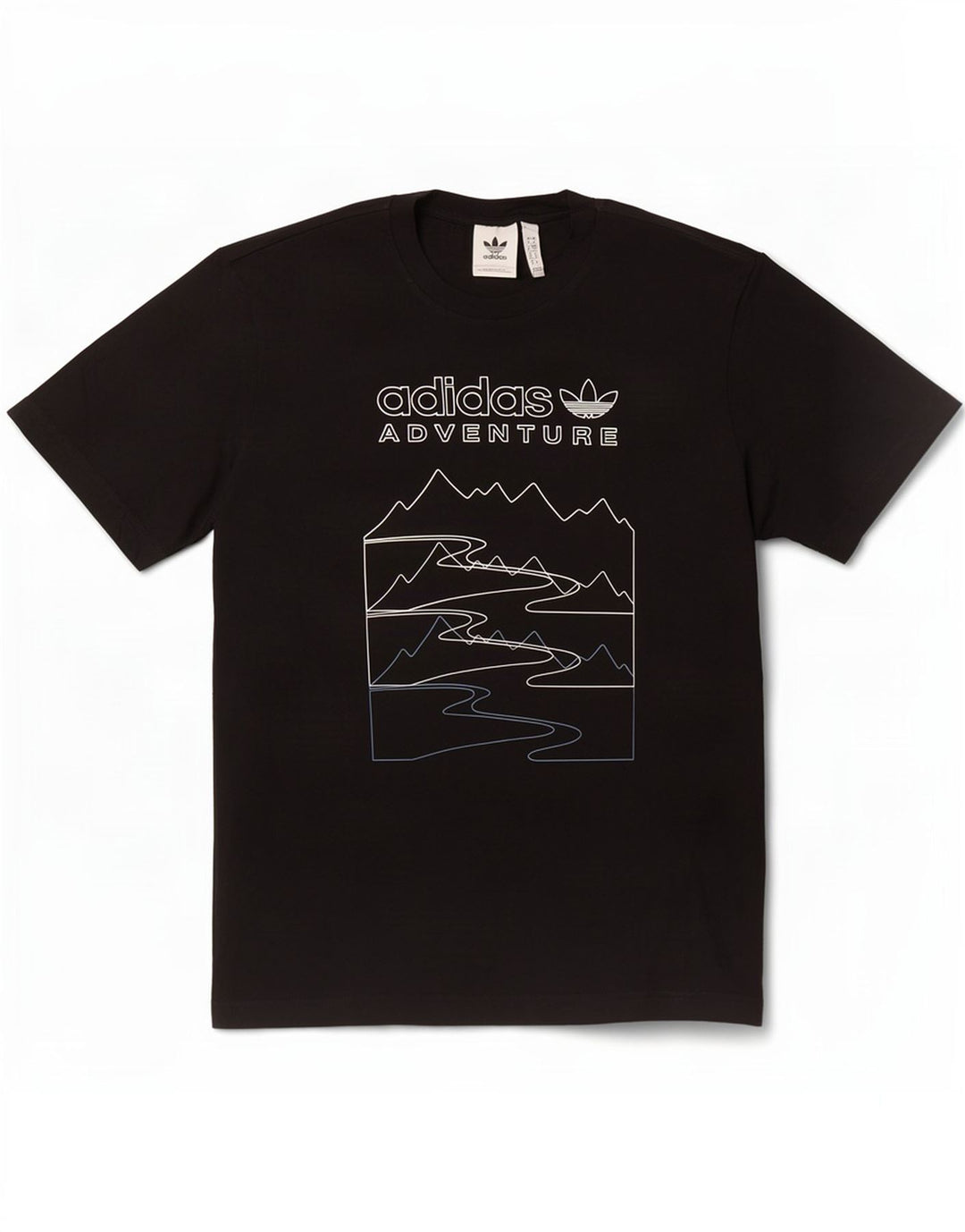 Adidas Mens Graphic T-Shirt Top Pequeno Algodão Preto