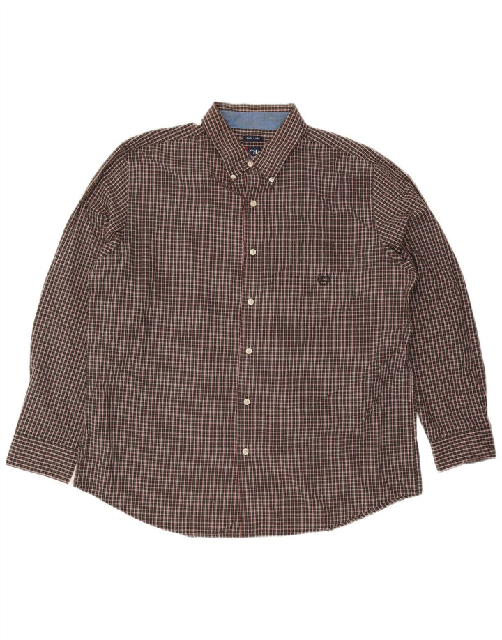 Camisa masculina Chaps XL marrom xadrez algodão