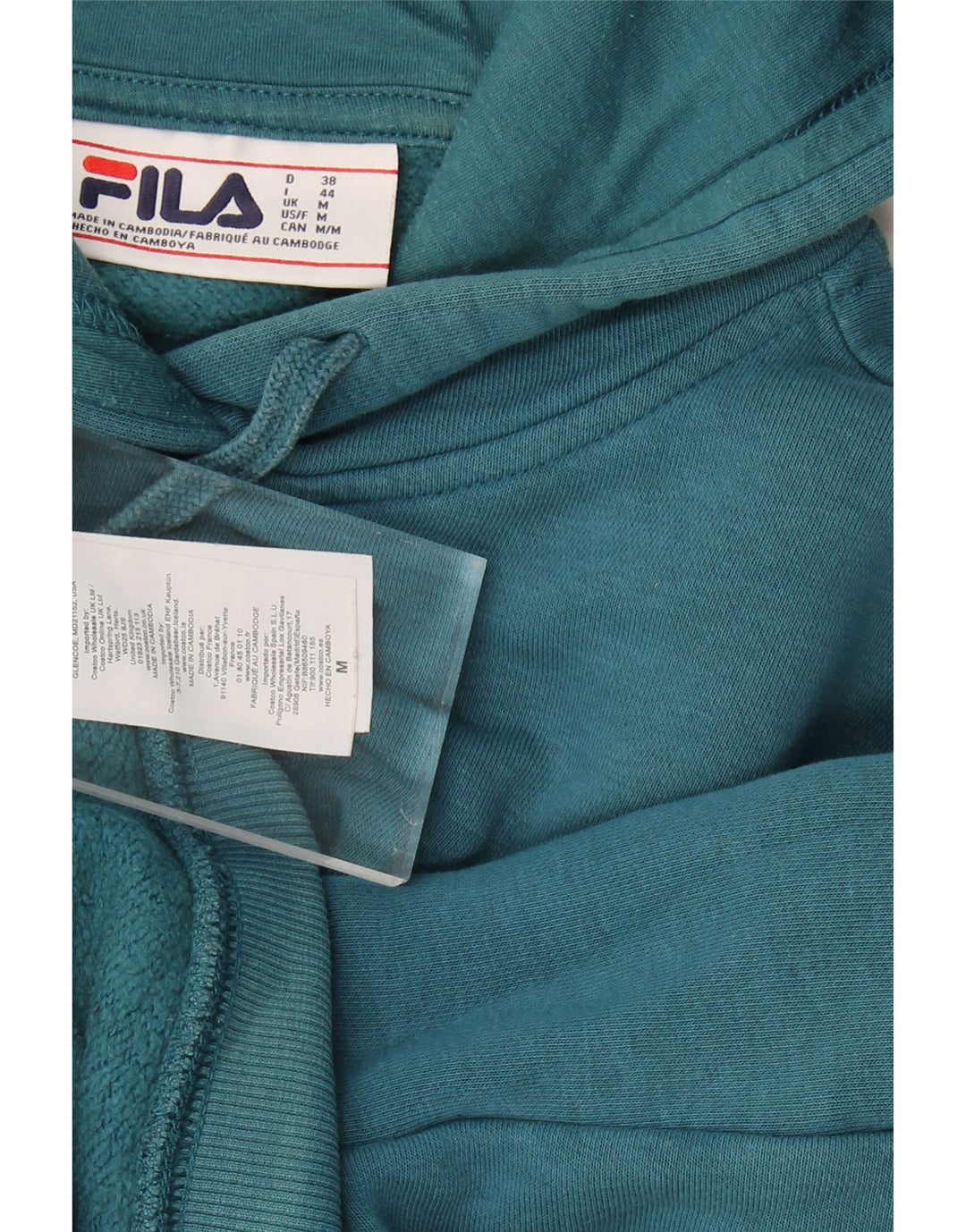 FILA moletom com capuz feminino UK 14 algodão verde médio