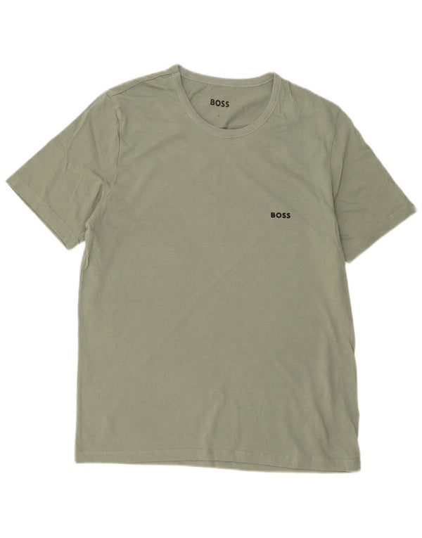 Camiseta feminina Hugo Boss UK 16 grande algodão verde