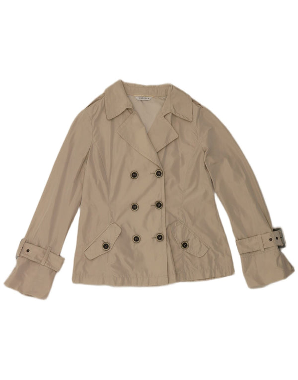 Casaco impermeável curto feminino Marella UK 14 grande poliéster bege