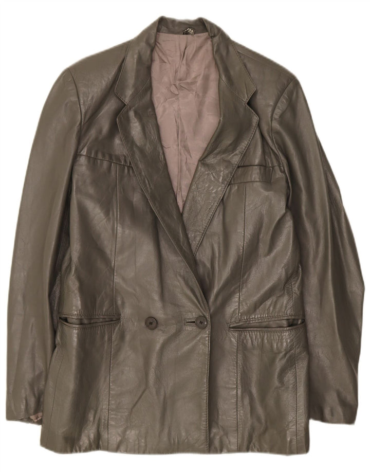 Jaqueta blazer feminina vintage com peito duplo Reino Unido 14 verde médio