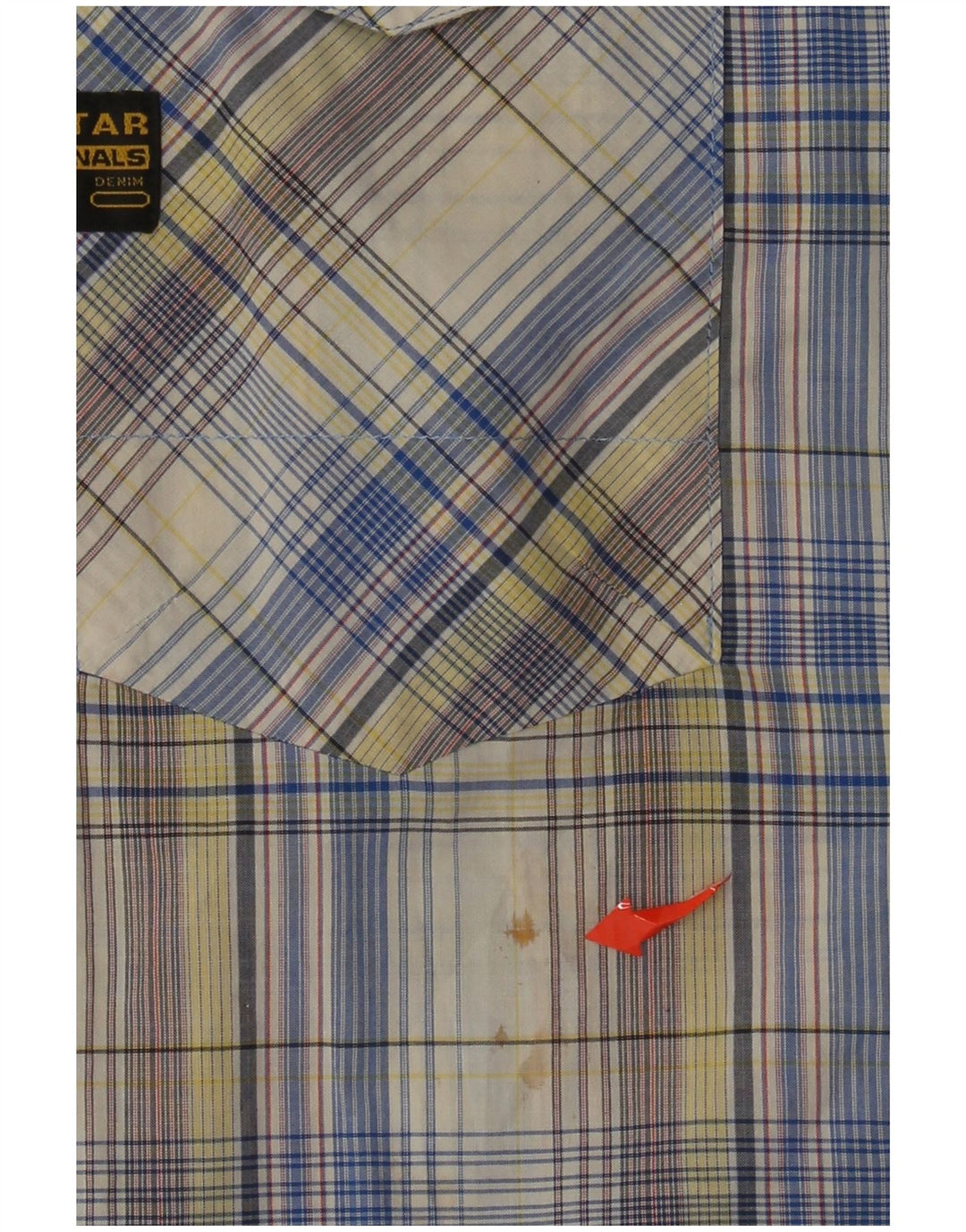 Camisa masculina G-Star gráfica de manga curta XL algodão xadrez multicolorido