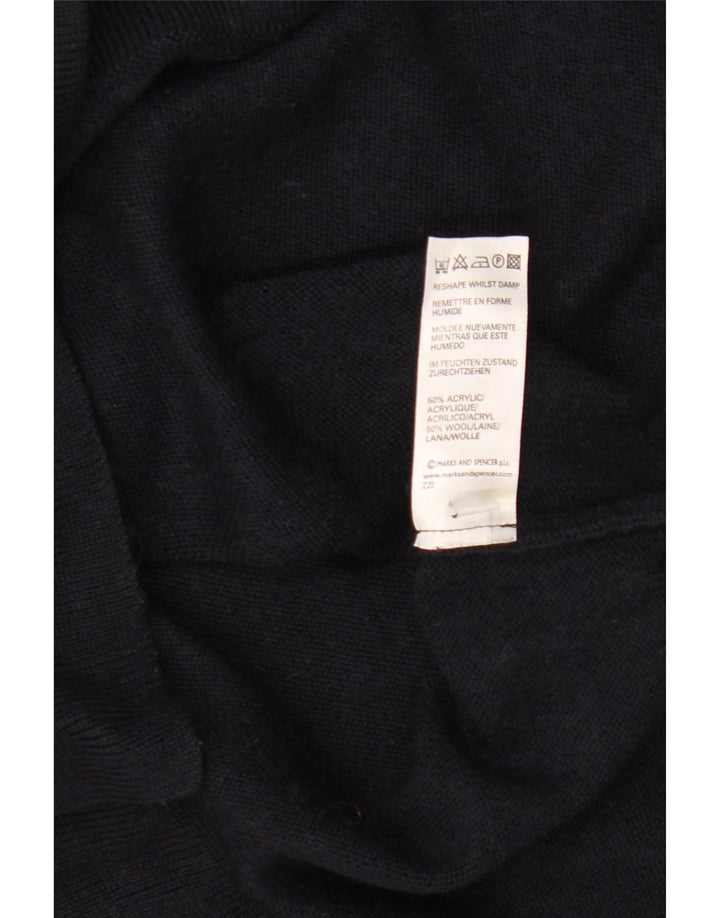 Suéter feminino Marks & Spencer com gola redonda Reino Unido 16 grande azul marinho