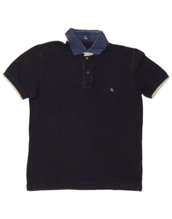 Camisa polo masculina de rugby Fay, algodão azul marinho médio