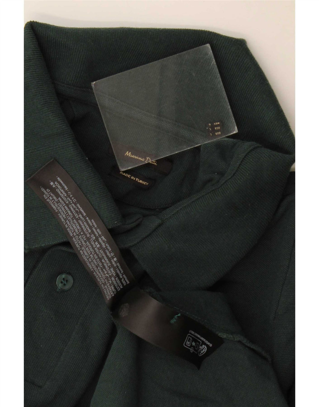 Camisa polo masculina Massimo Dutti Regular Fit grande algodão verde