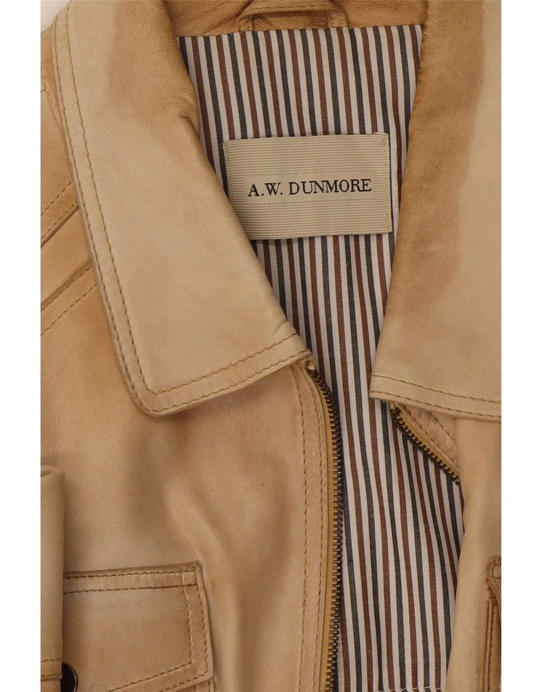 Jaqueta de couro masculina A.W.Dunmore UK 40 grande bege
