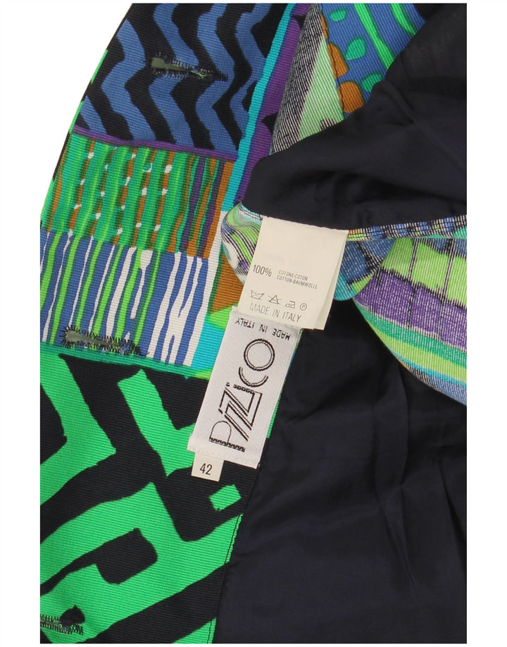 Jaqueta blazer feminina vintage com 3 botões IT 42 média multicolorida geométrica
