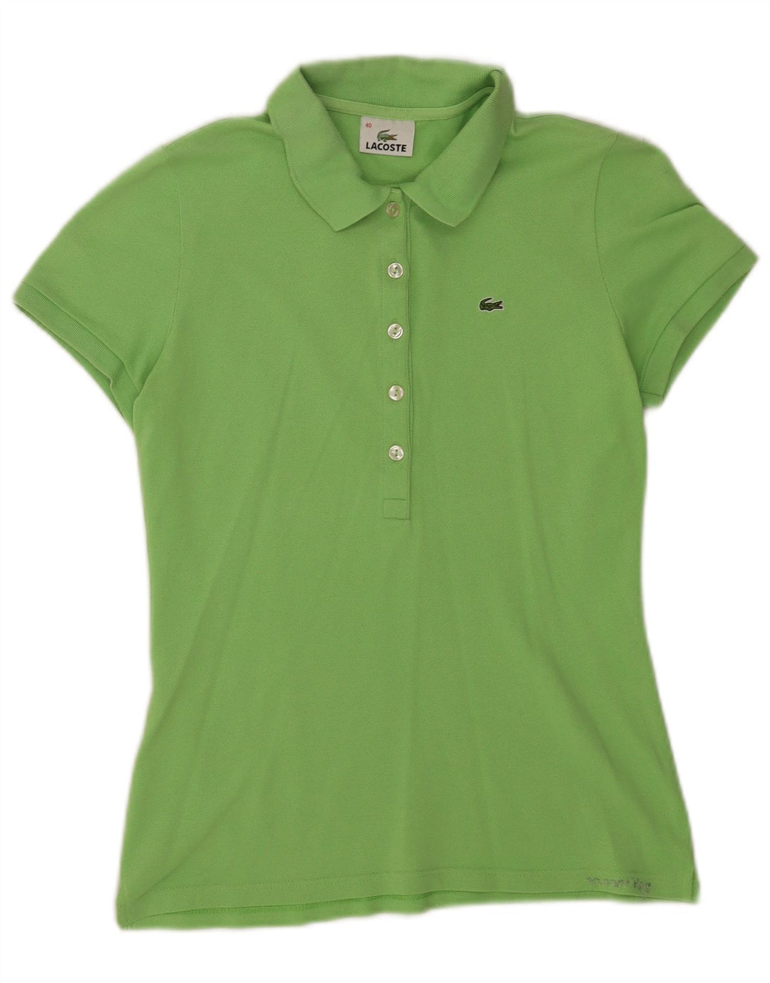 Camisa polo feminina Lacoste tamanho 40 algodão verde médio
