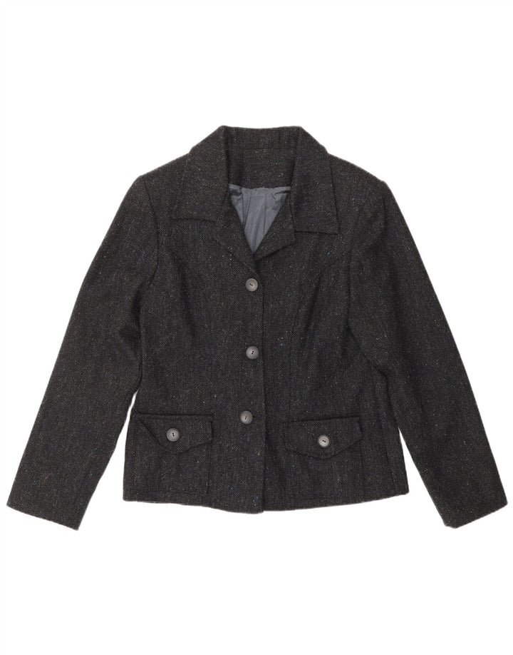 Jaqueta blazer feminina Donegal Tweed JOHN MOLLOY Reino Unido 12 cinza médio