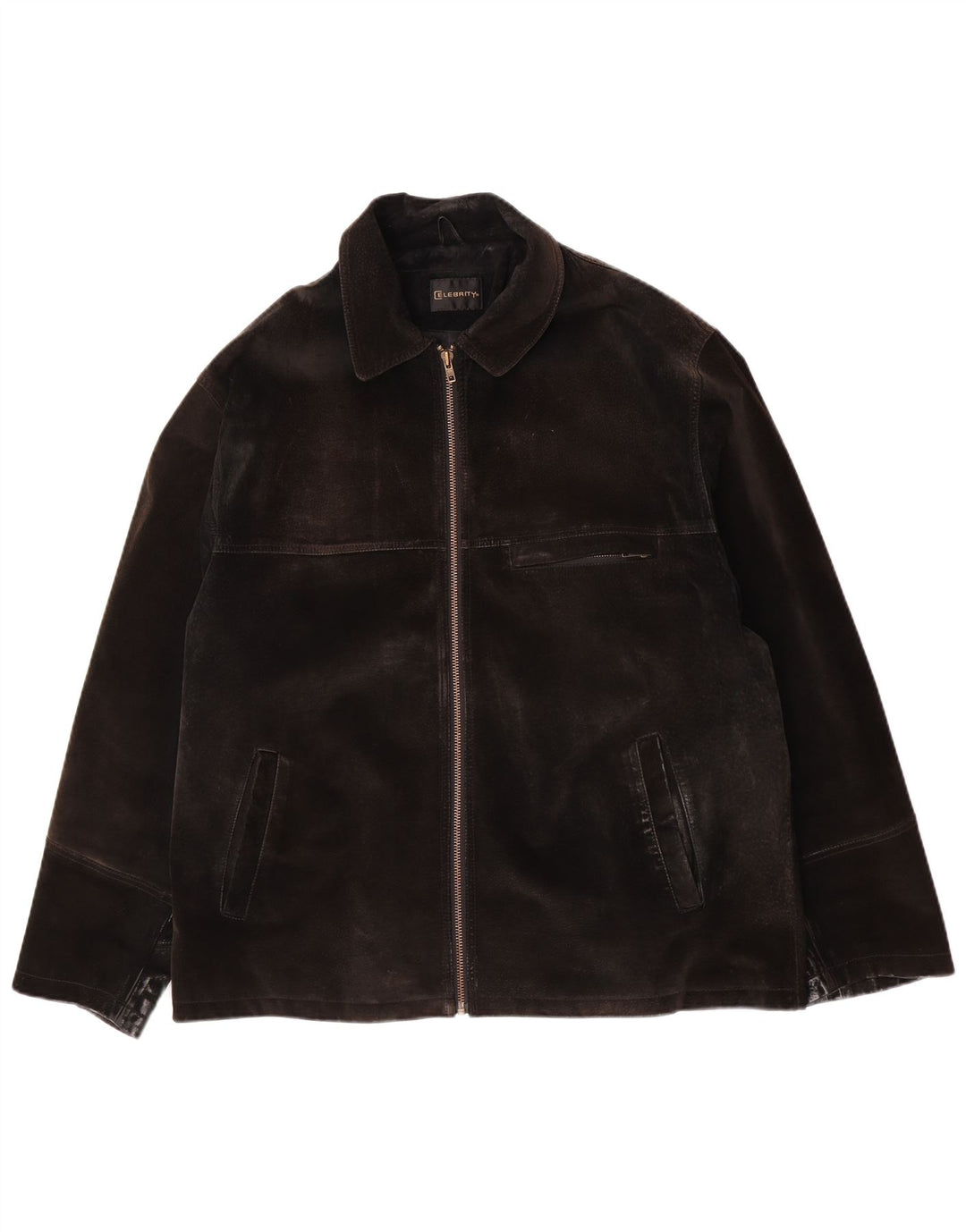 Jaqueta masculina vintage de camurça UK 42 XL couro marrom