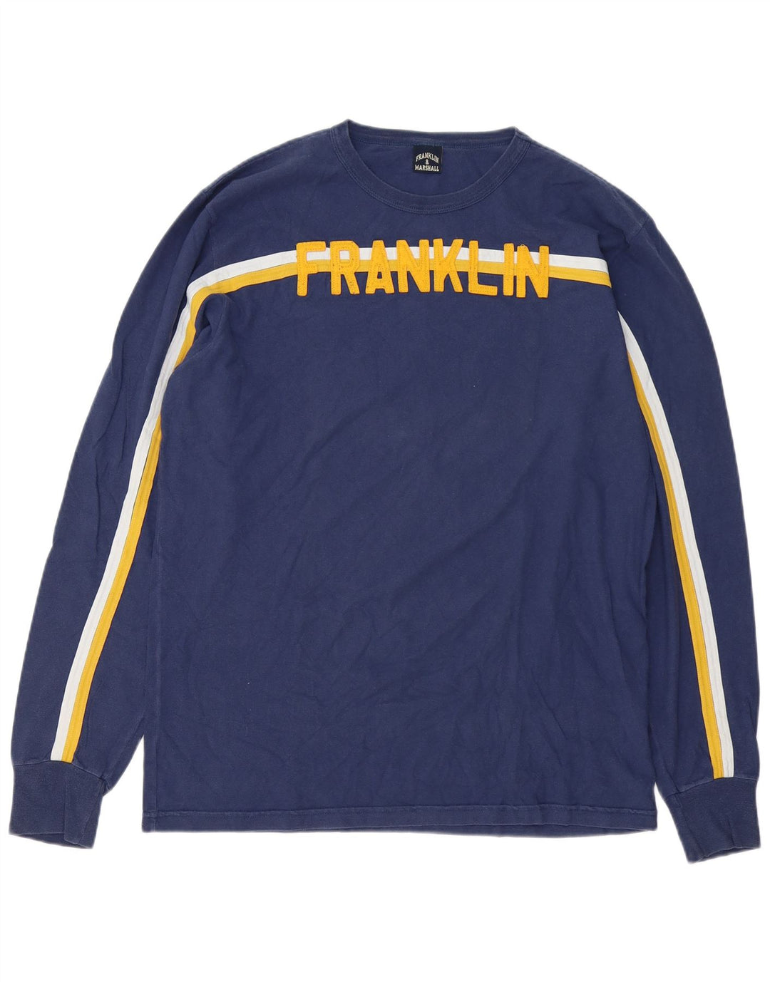 Franklin & Marshall Mens Gráfico Top Manga Longa XL Azul Marinho Colorblock