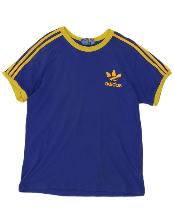 Adidas Mens Graphic T-Shirt Top Grande Azul Algodão Esportivo