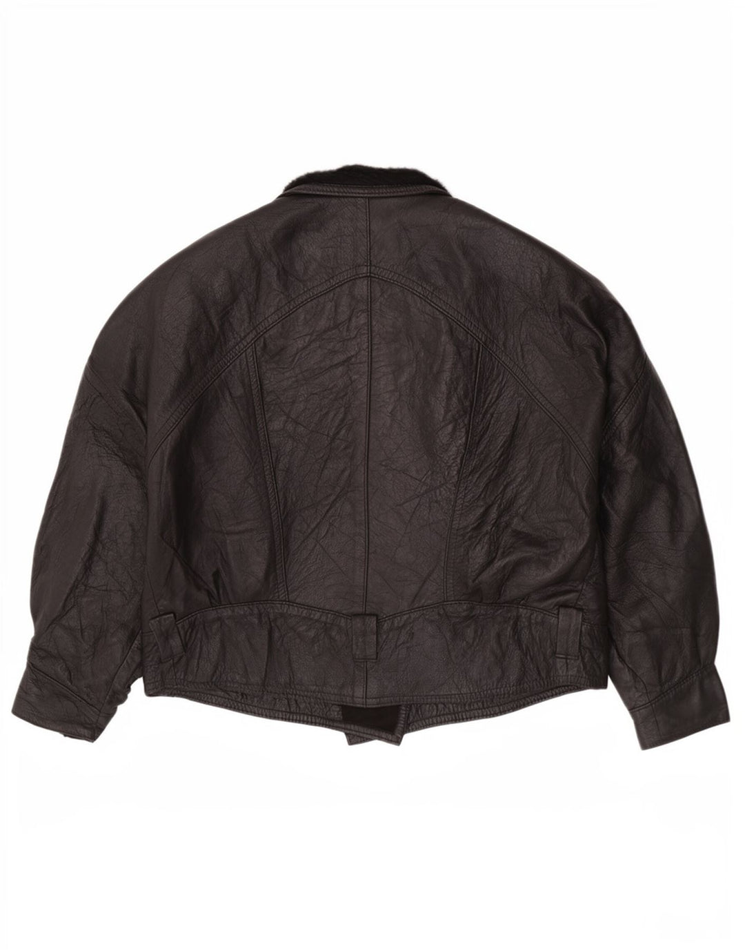 Jaqueta de couro feminina vintage UK 14 grande preta