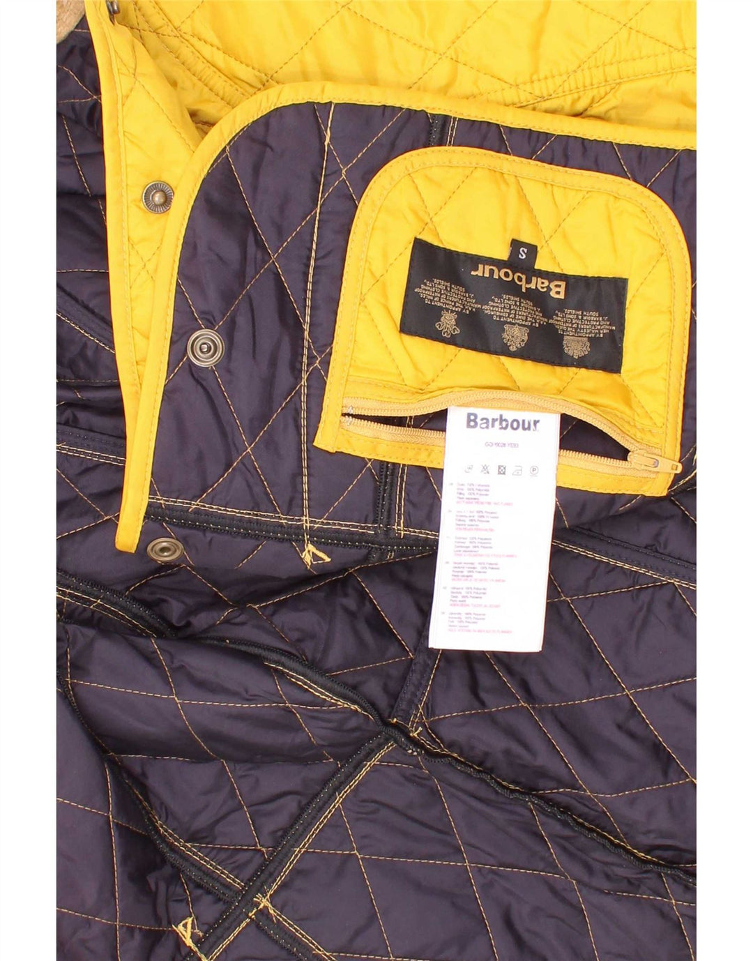 Jaqueta acolchoada feminina Barbour 5-6 anos de poliamida colorblock amarelo pequeno