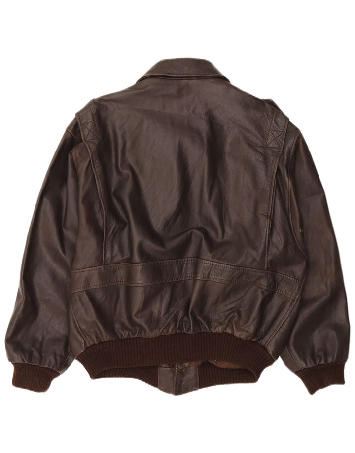 Jaqueta de couro masculina vintage UK 42 XL marrom